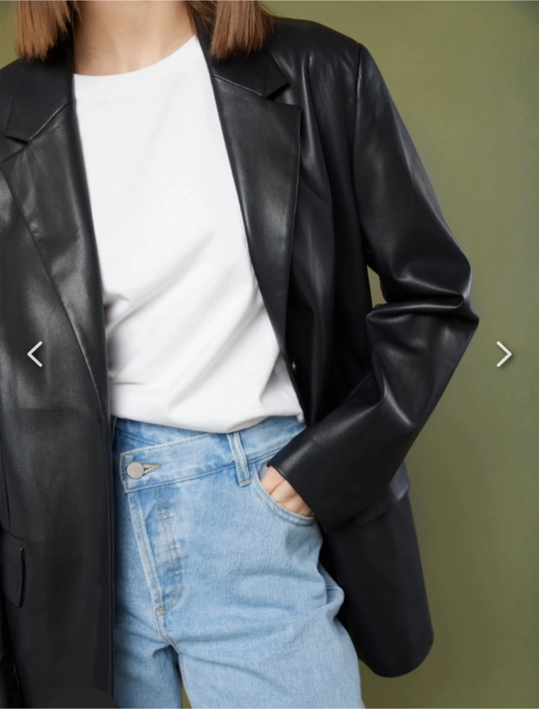 Oak + Fort Vegan Leather Blazer - Black L - photo 4