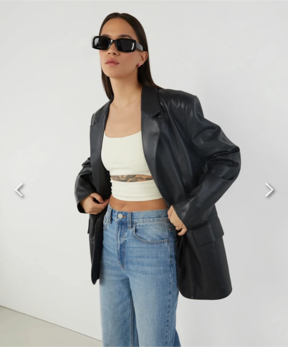 Oak + Fort Vegan Leather Blazer - Black L