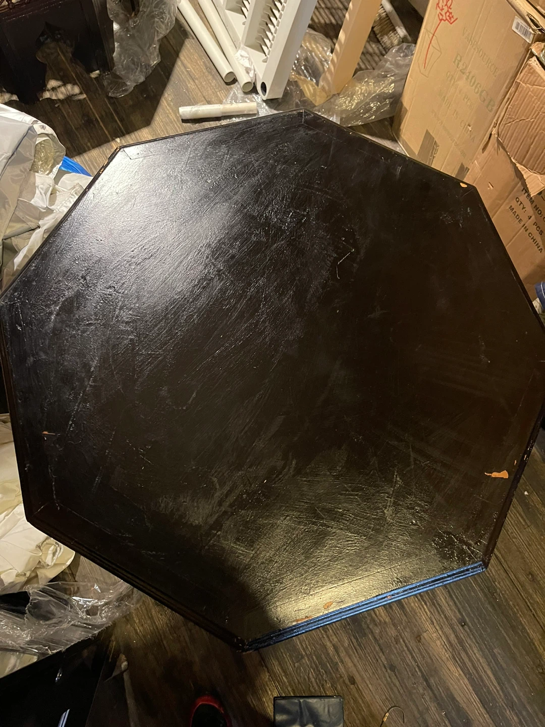 Octagonal Dark Wood Side Table - photo 2