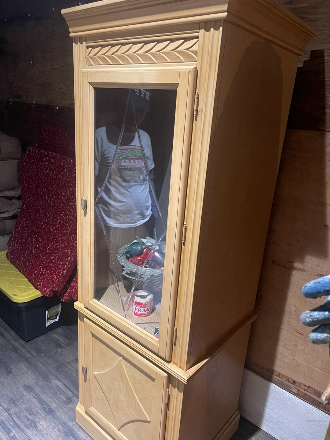 Light Wood Display Cabinet with Glass Door - photo 5