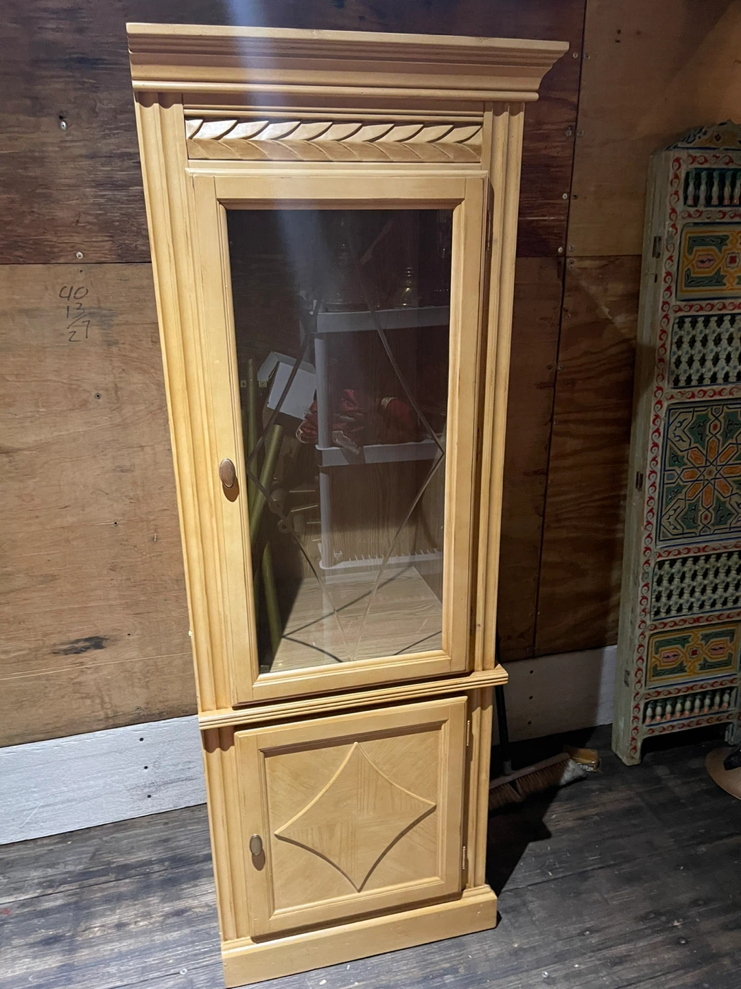 Light Wood Display Cabinet with Glass Door - photo 2