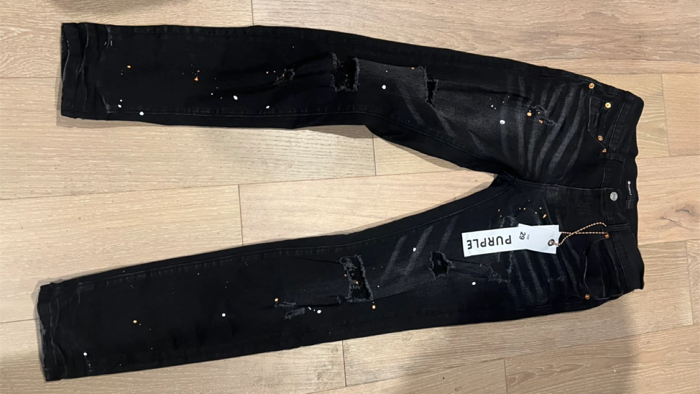 Purple Brand Black Distressed Paint Splatter Jeans Size 29 - photo 2