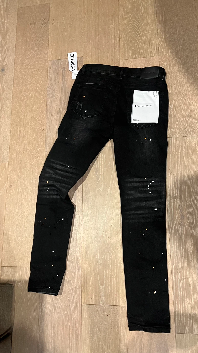 Purple Brand Black Distressed Paint Splatter Jeans Size 29 - photo 4