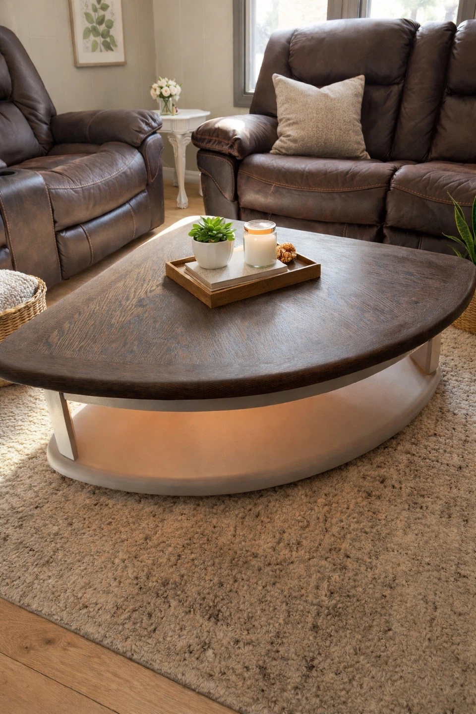 Unique Brown Wood Coffee Table - photo 2