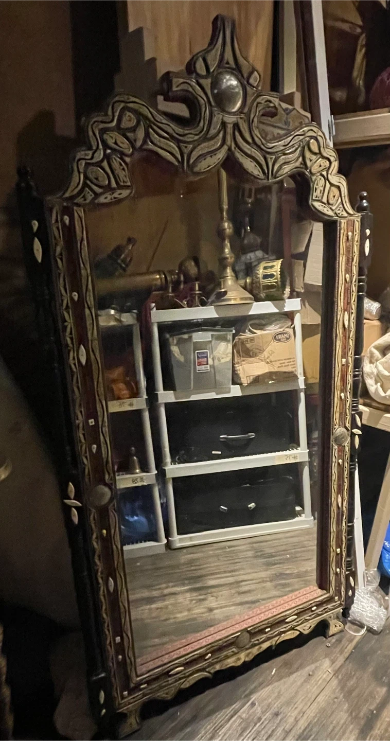 Ornate Carved Wood & Mirror Wall Decor