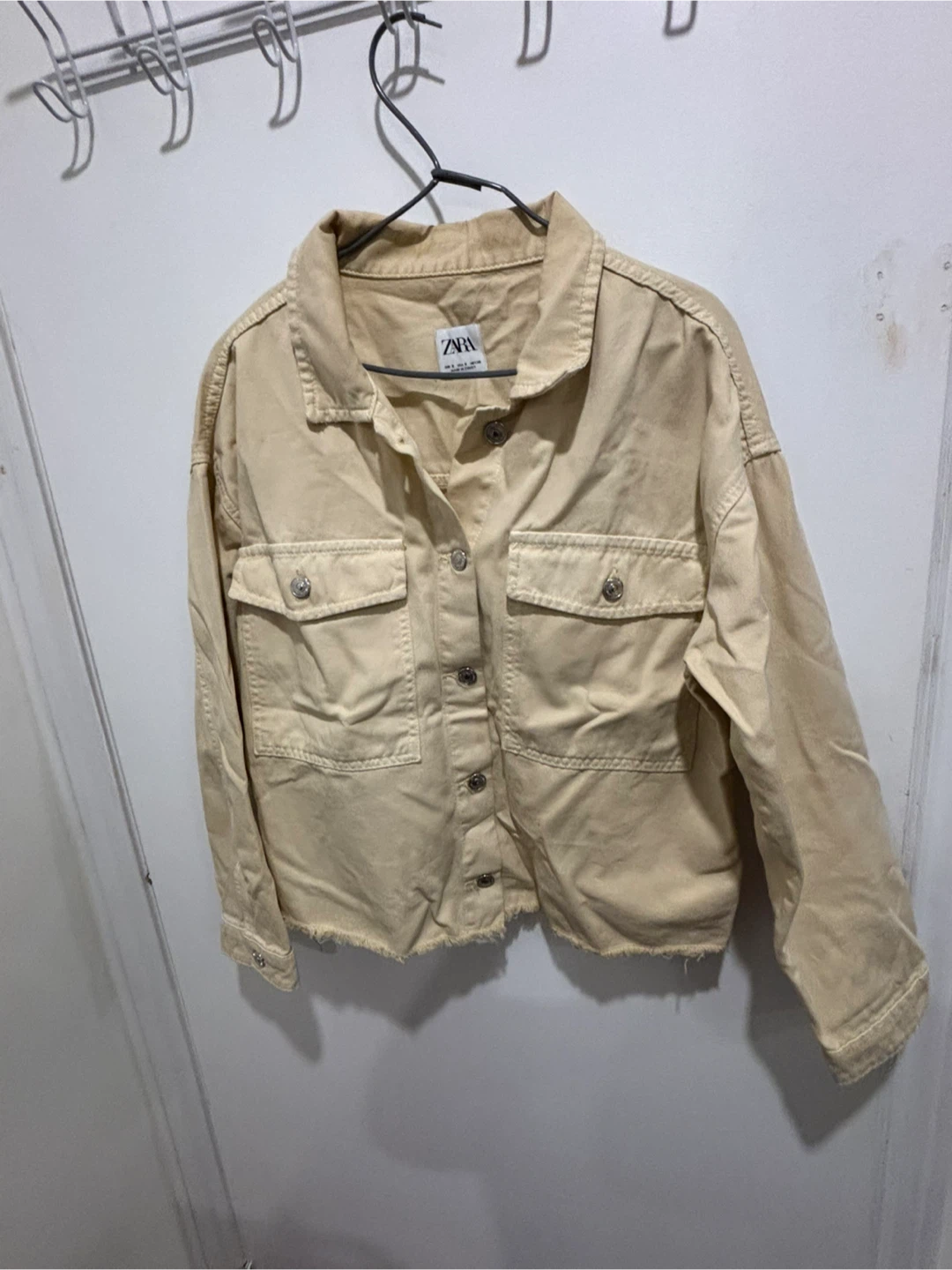 Zara Women's Beige Denim Jacket Size S - photo 3