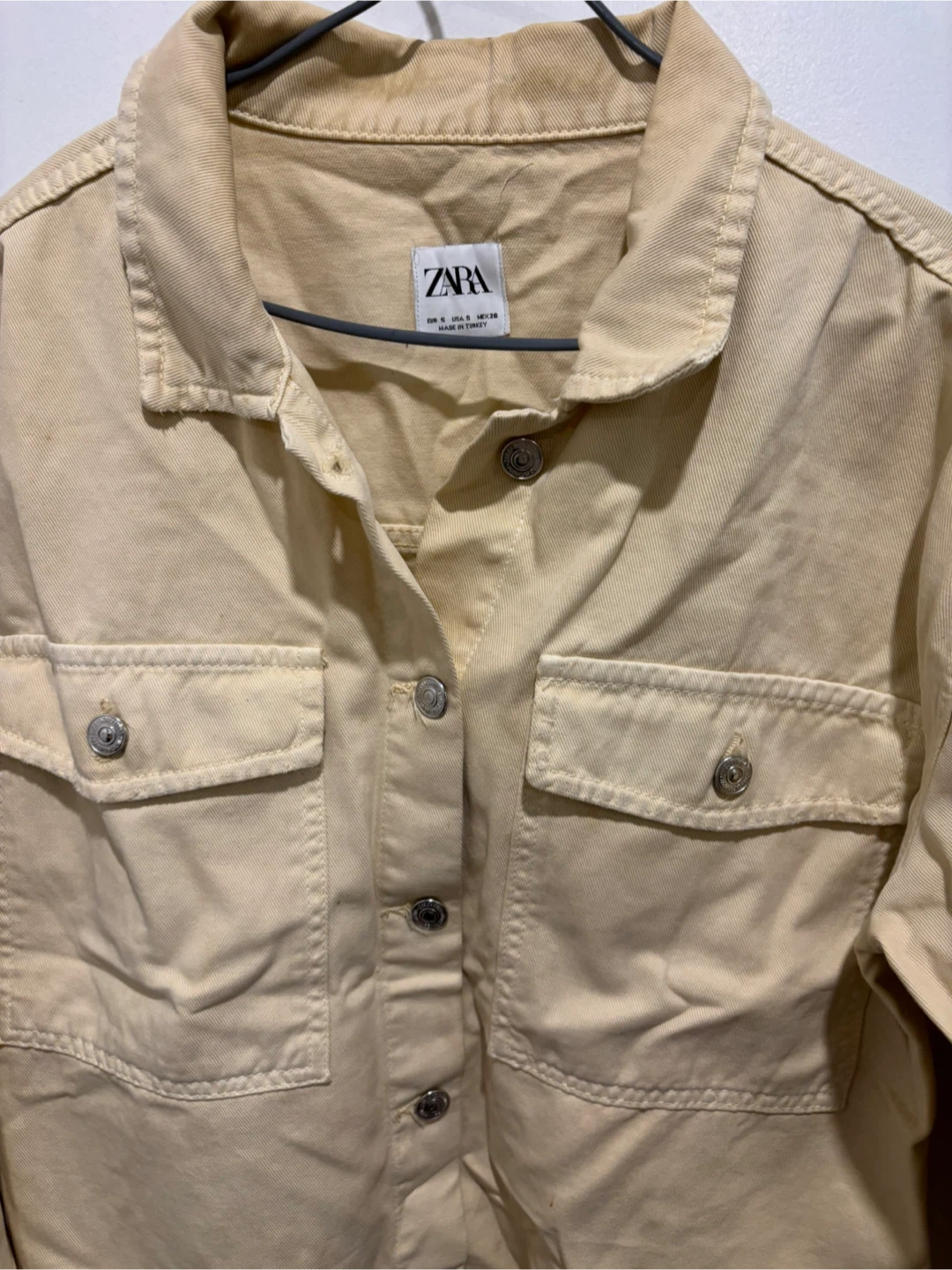 Zara Women's Beige Denim Jacket Size S