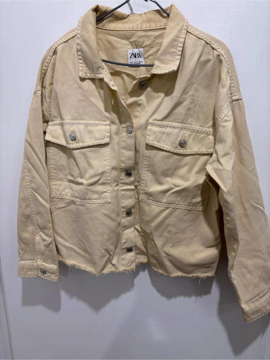 Zara Women's Beige Denim Jacket Size S - photo 5