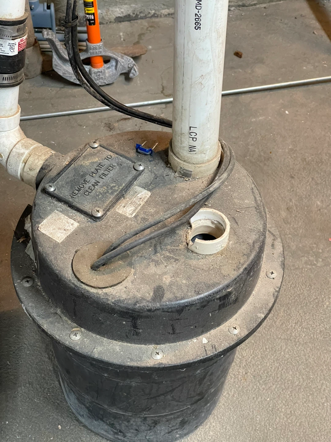 Used Sump Pump with Discharge Pipe