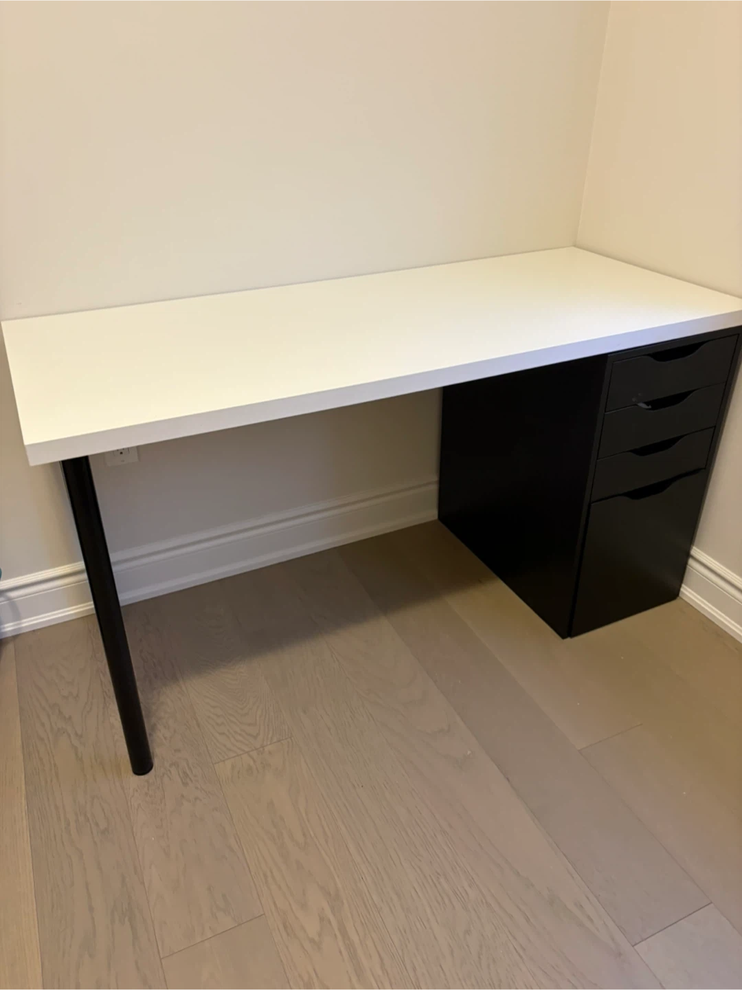 White and Black Desk with Drawer Unit - photo 2