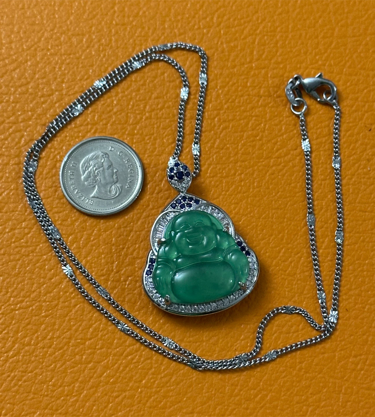 Jade Icy Green Buddha Pendant Silver 925 Necklace