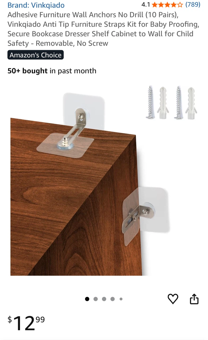 Vinkqiado No-Drill Furniture Wall Anchors
