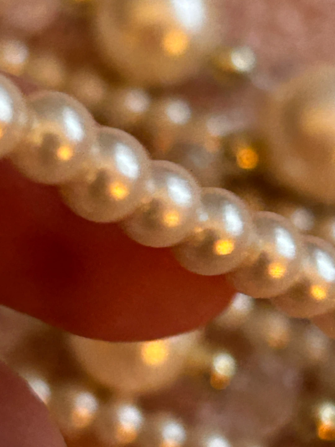 Pearl Cascade Necklace - 5 Strand Glass Pearls & Crystal - photo 5