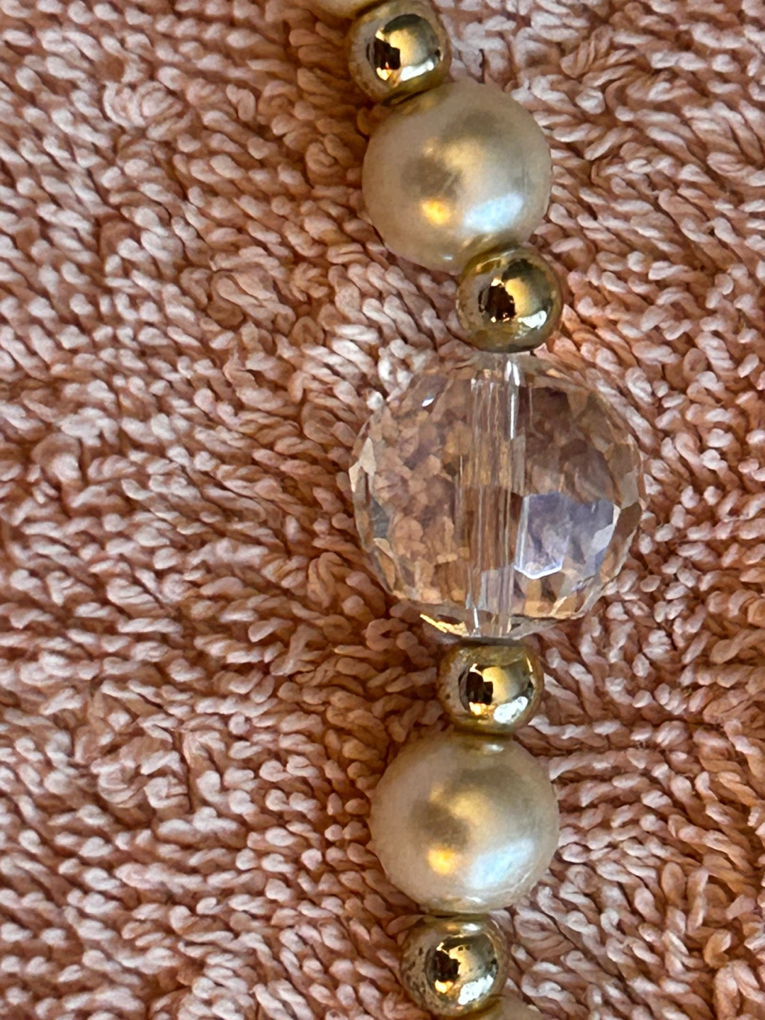 Pearl Cascade Necklace - 5 Strand Glass Pearls & Crystal - photo 4