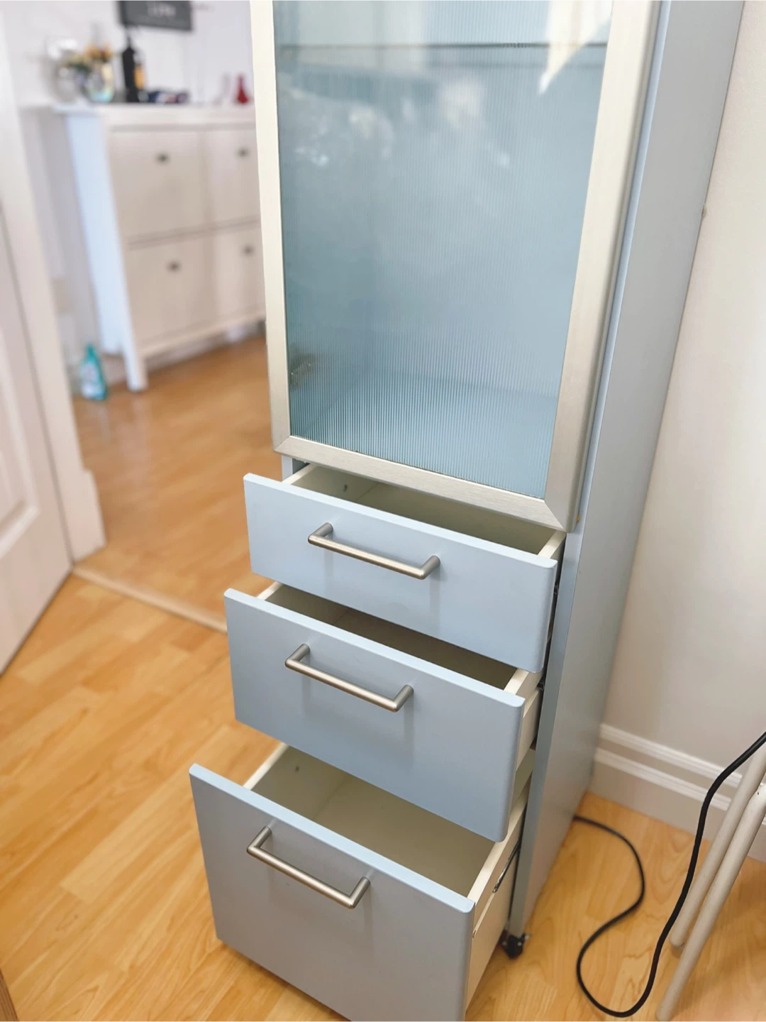 Tall Cabinet with 3 Drawers and Glass Door,delivery for a fee - photo 3