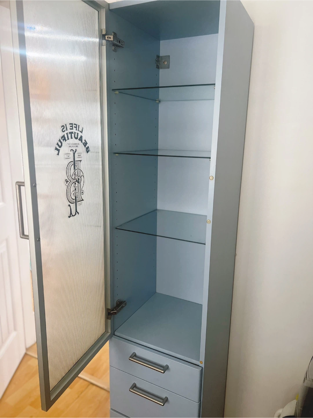 Tall Cabinet with 3 Drawers and Glass Door,delivery for a fee - photo 2