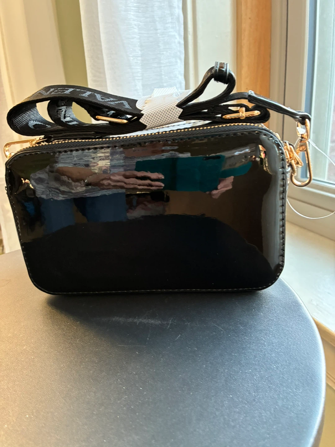 Valentino Orlandi Black Patent Studded Camera Bag - photo 2