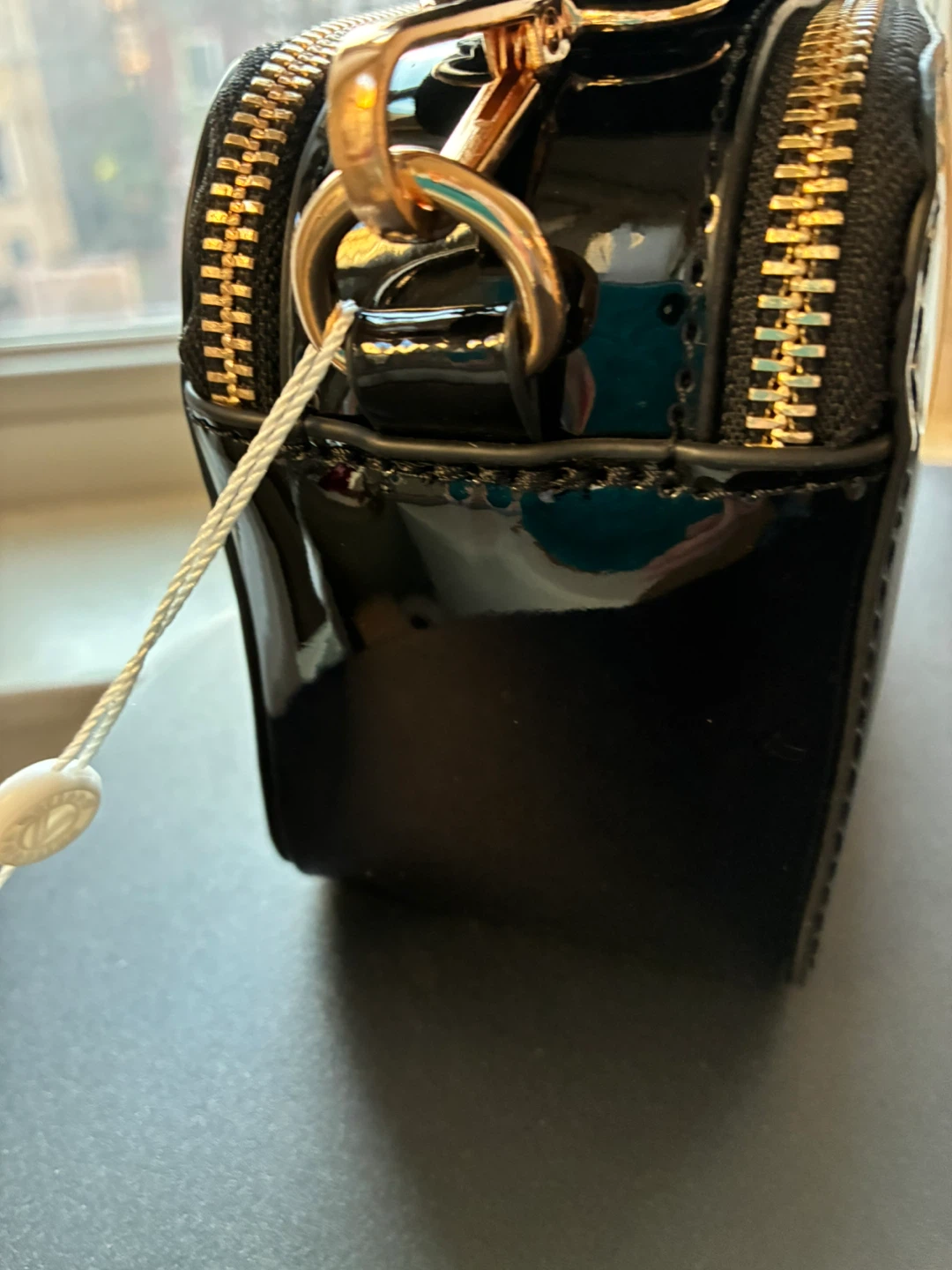 Valentino Orlandi Black Patent Studded Camera Bag - photo 4