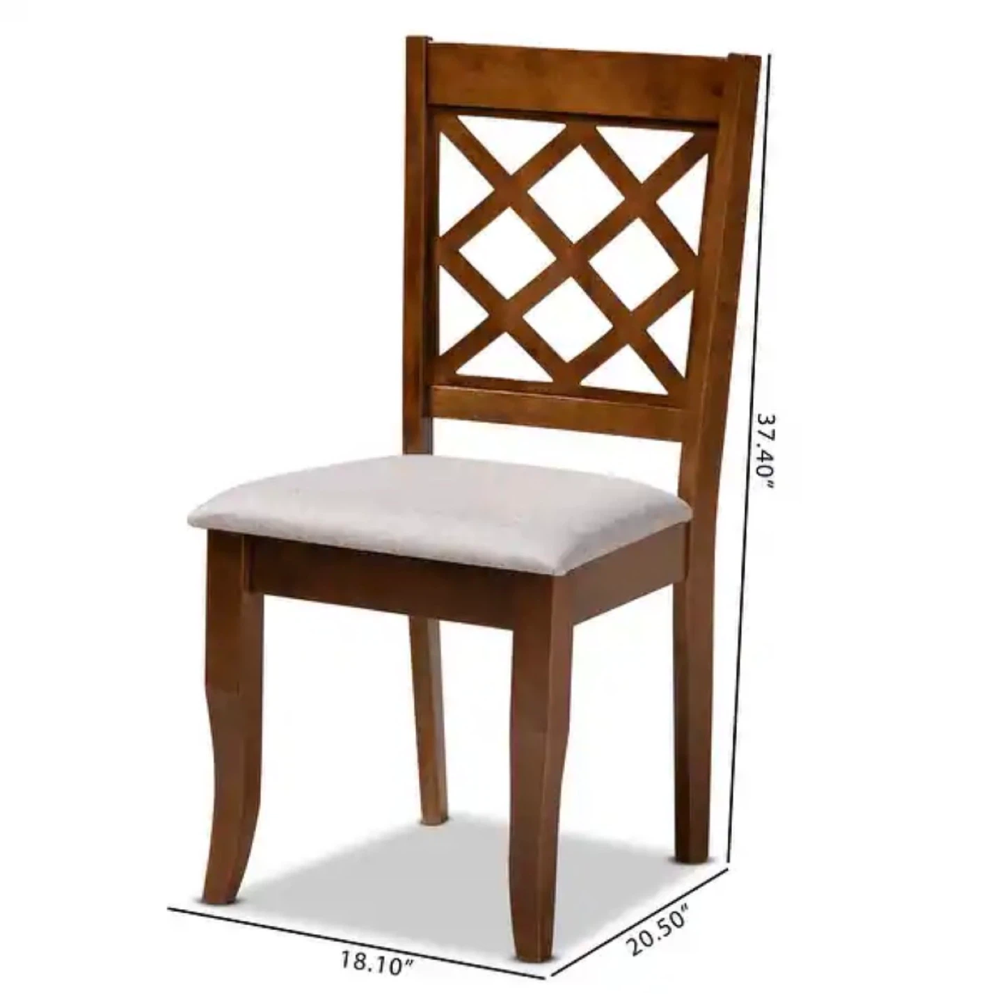 Baxton Studio 4 Walnut Dining Chairs Grey Cushion Seat - photo 2