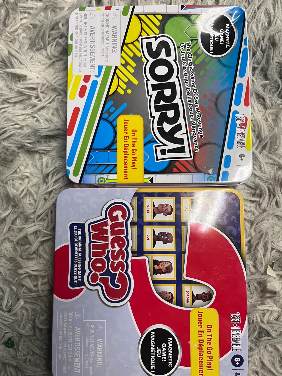 Sorry! and Guess Who? Magnetic Games Tin
