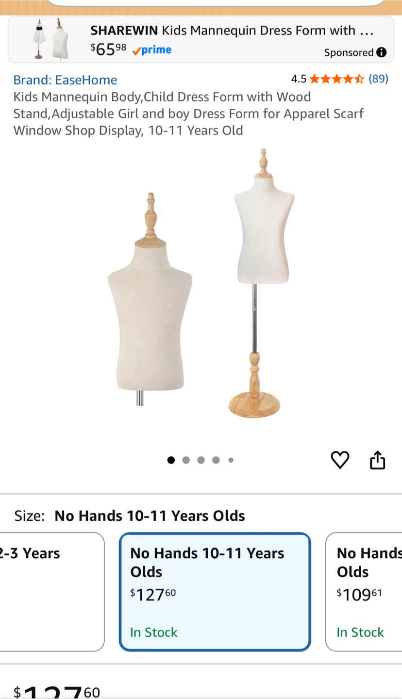 SHAREWIN Kids Mannequin Dress Form 10-11 Years Old