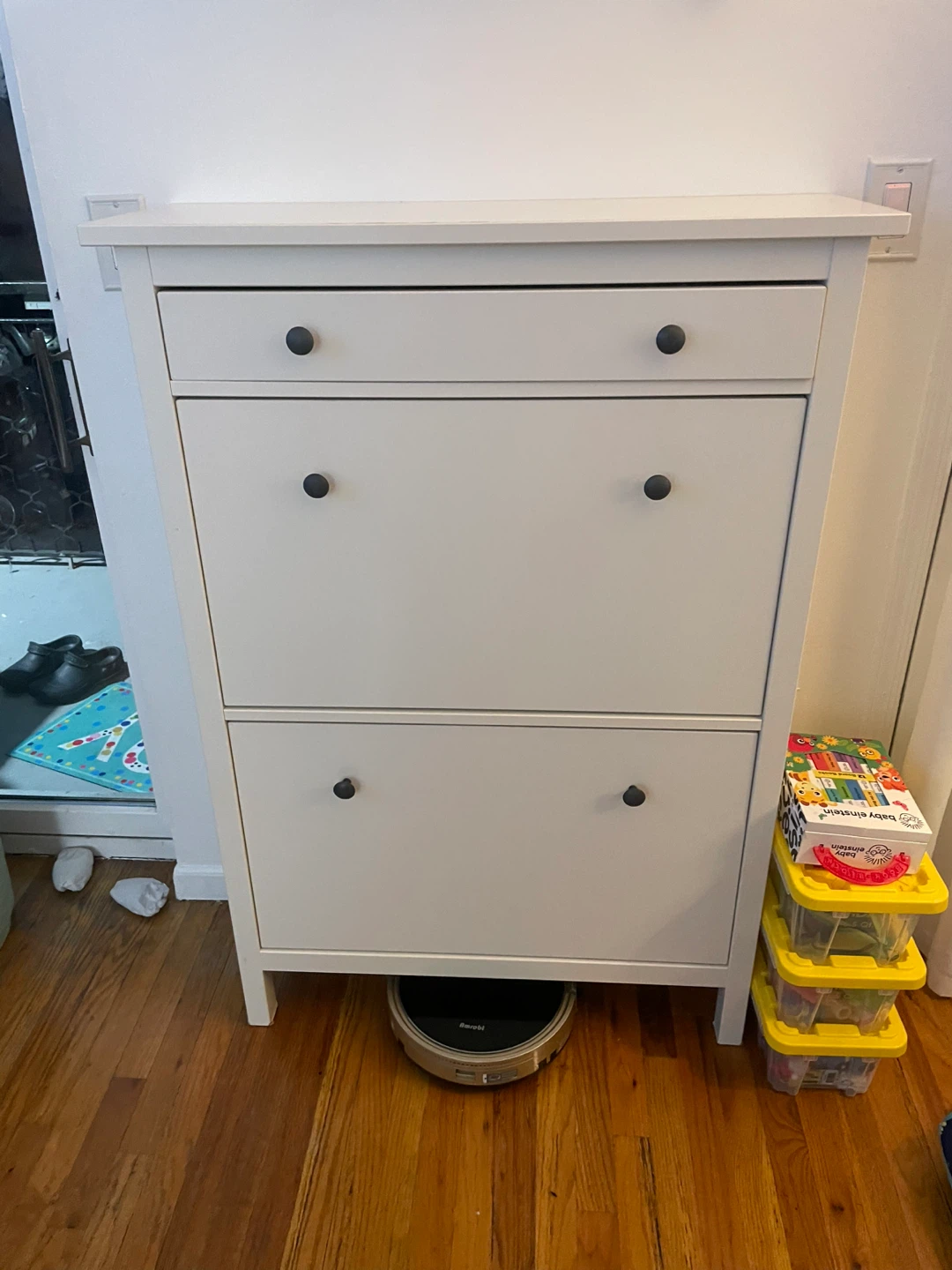 White Shoe Cabinet with 2 Drawers