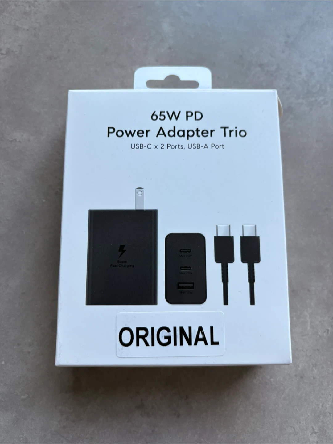 65W USB-C PD Fast Charger – 2 USB-C + USB-A Power Adapter