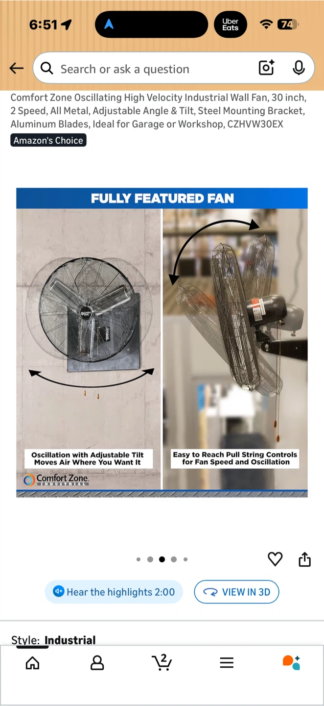 Comfort Zone Oscillating  Industrial Wall Fan - 30 inch - photo 4