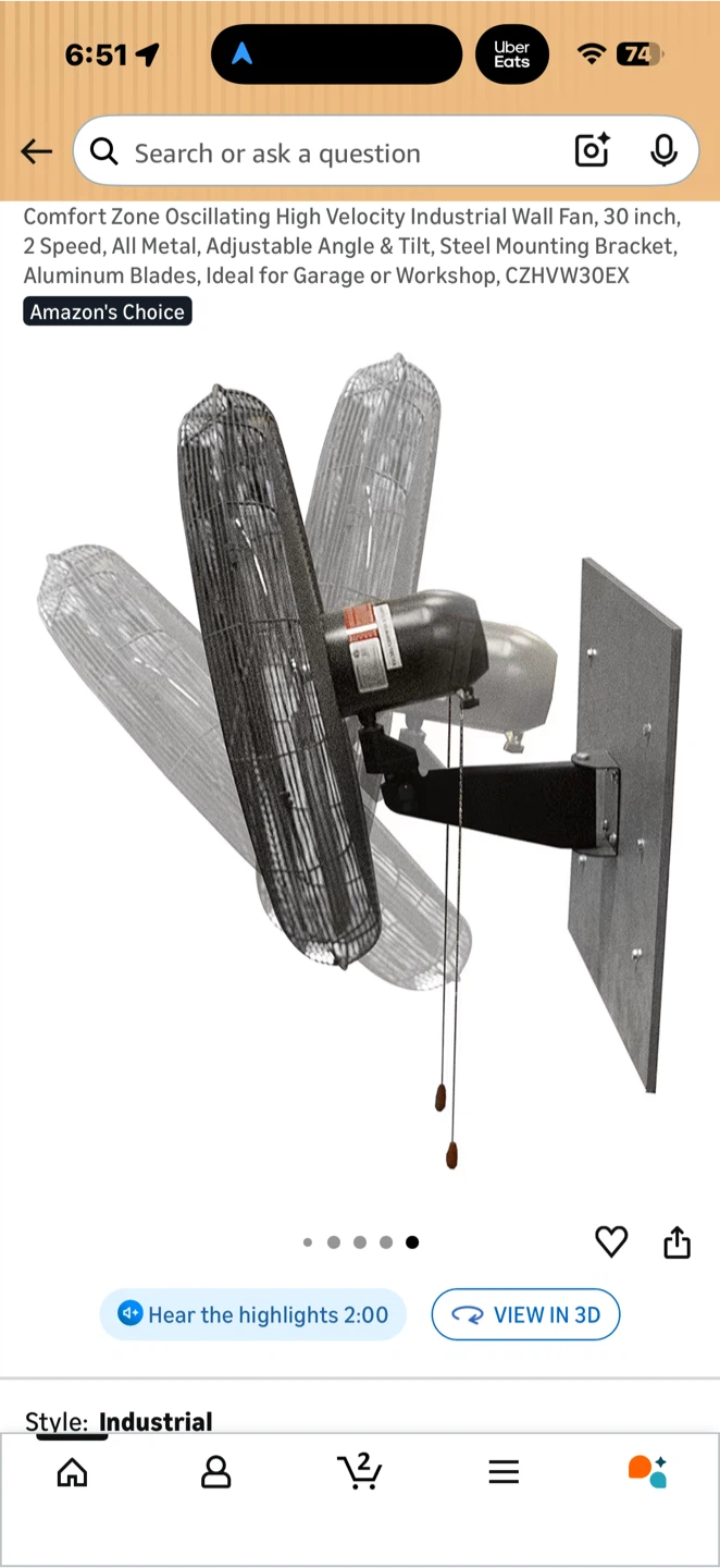 Comfort Zone Oscillating  Industrial Wall Fan - 30 inch - photo 2