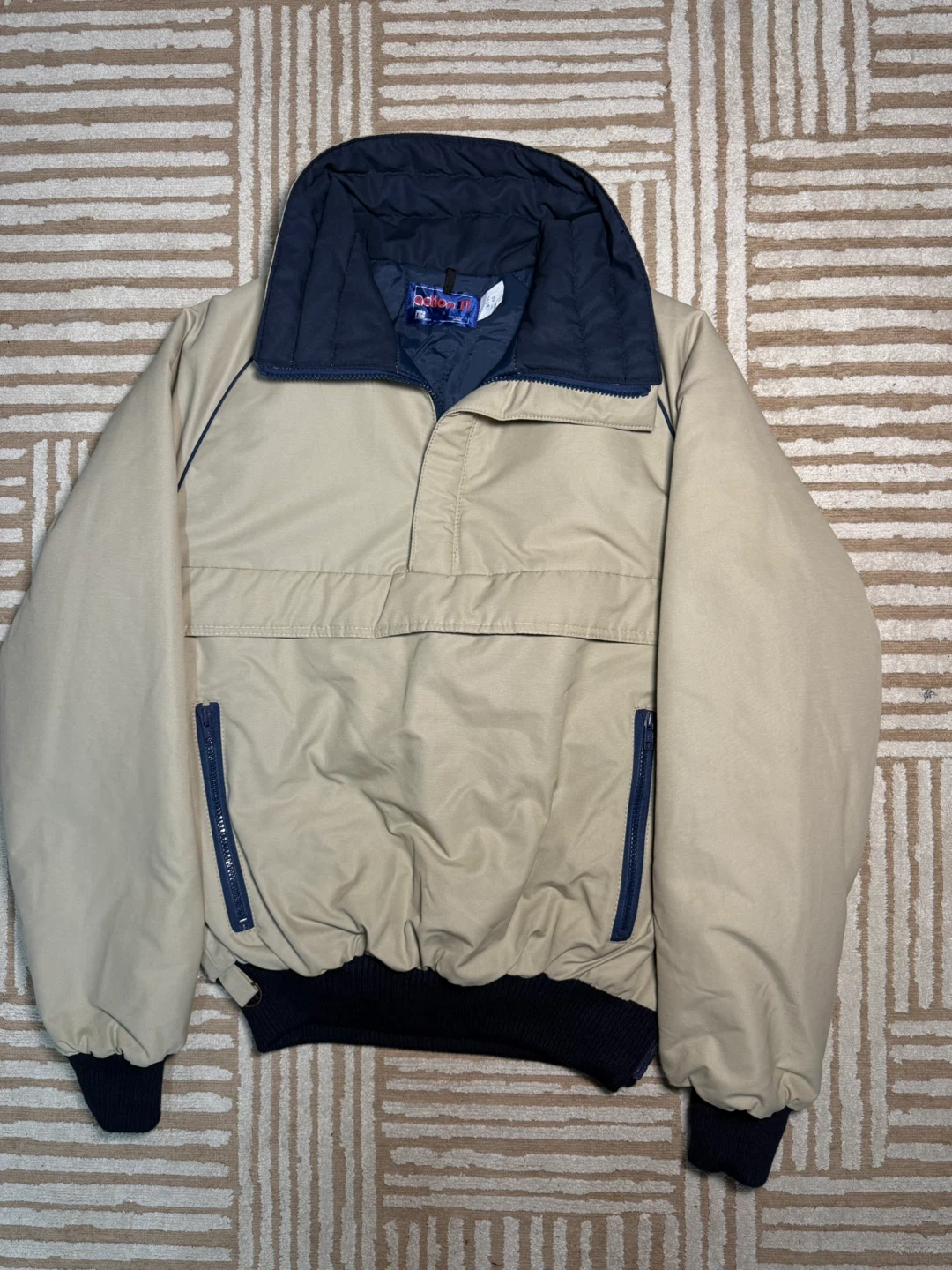 Vintage Rice Action II Mens Anorak Ski Jacket Tan Size Medium