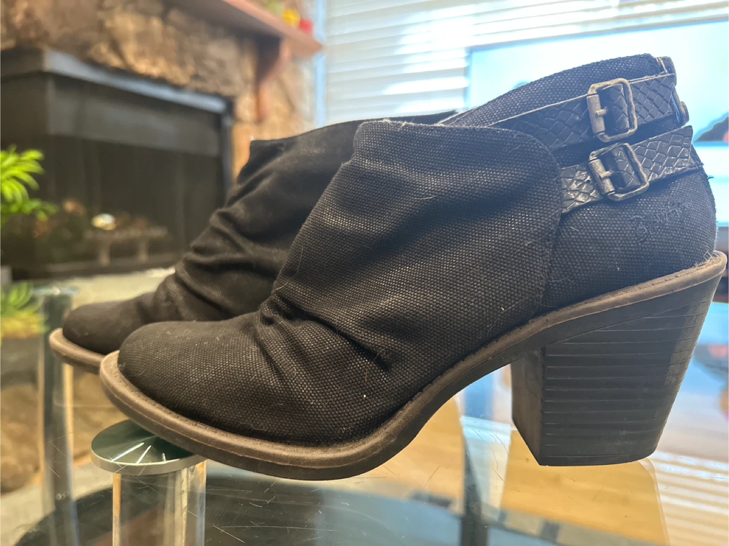 Black Canvas Ankle Boots