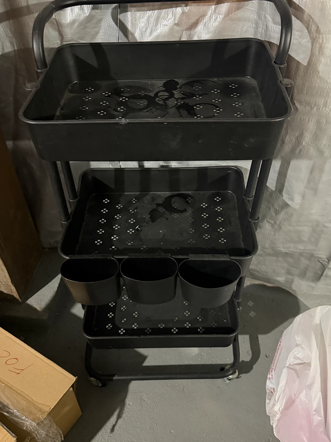 Black 3-Tier Rolling Utility Cart with Organizers