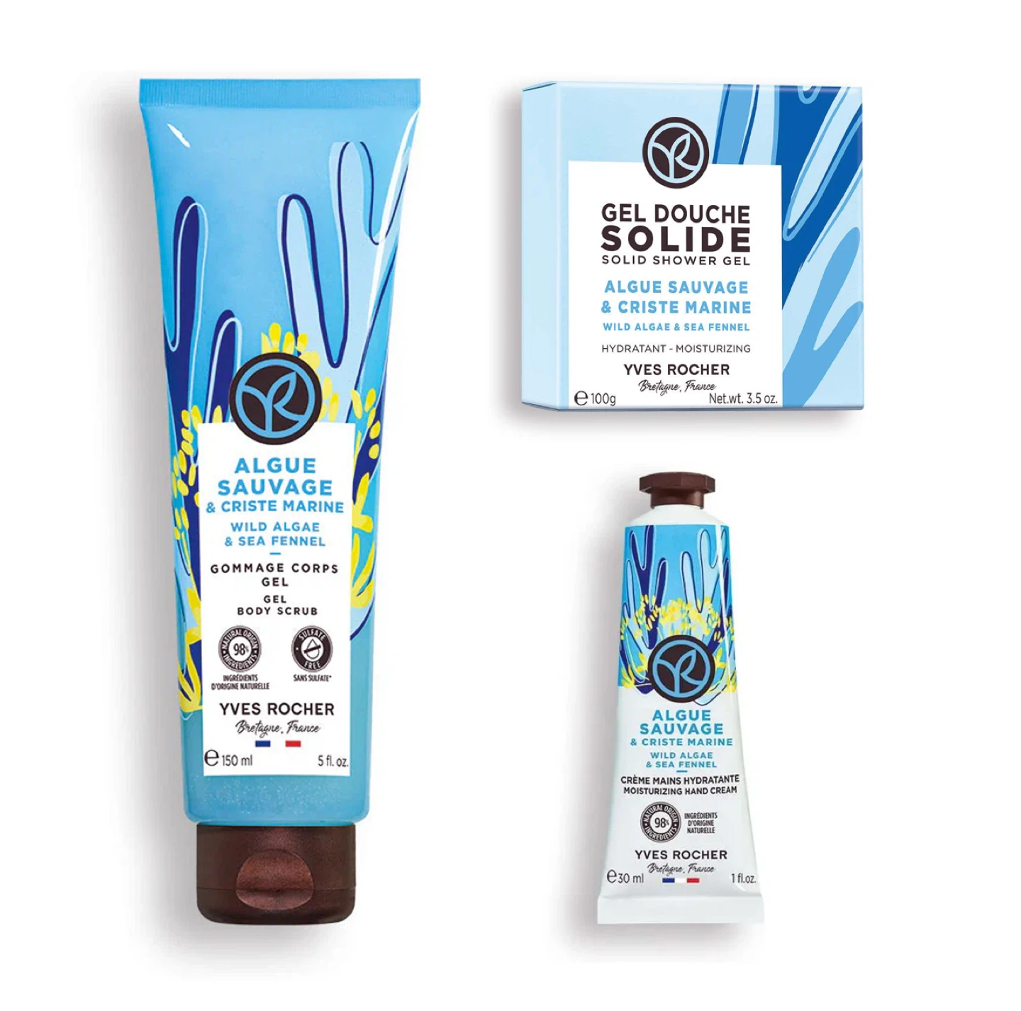 YVES ROCHER 3PCS SET Wild Algae & Sea Fennel