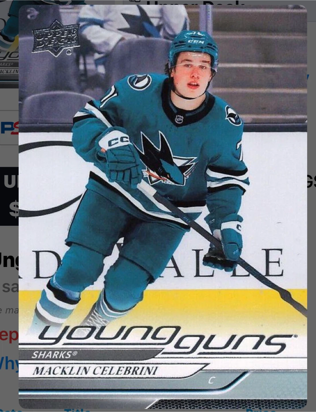 Upper Deck Young Guns Macklin Celebrini Hockey Card