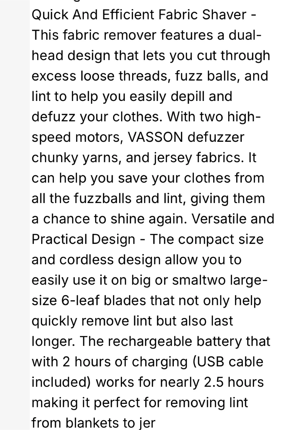 VASSON Fabric Shaver - photo 2