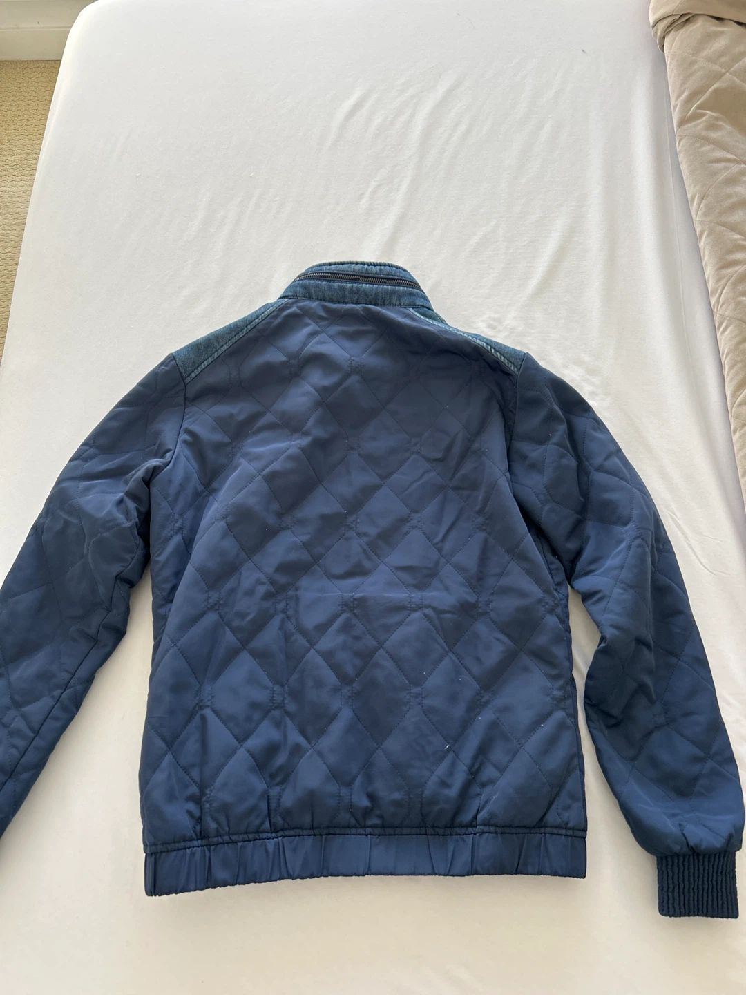 Blue Quilted Bomber Jacket - S - photo 2