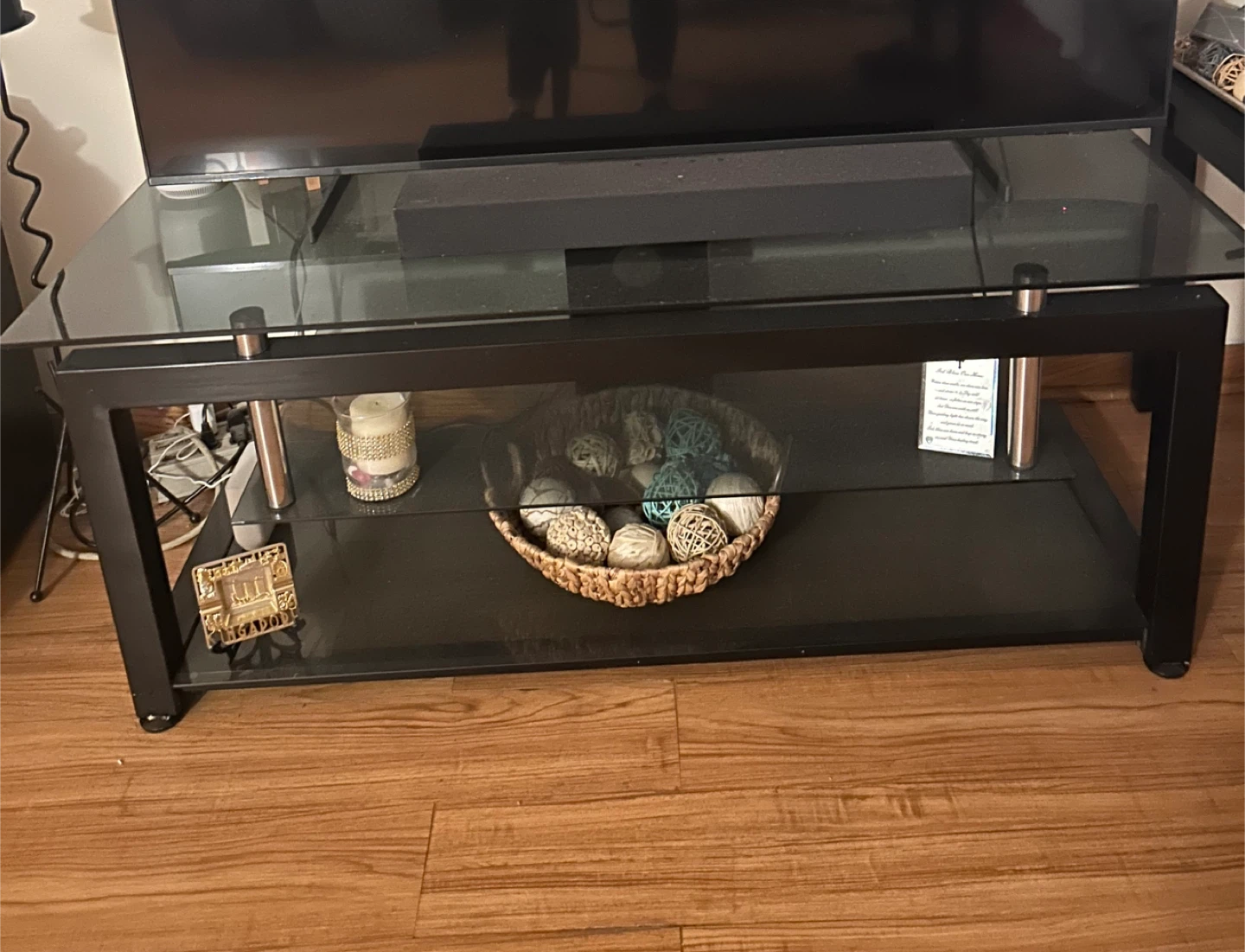 Black Glass TV Stand - photo 2