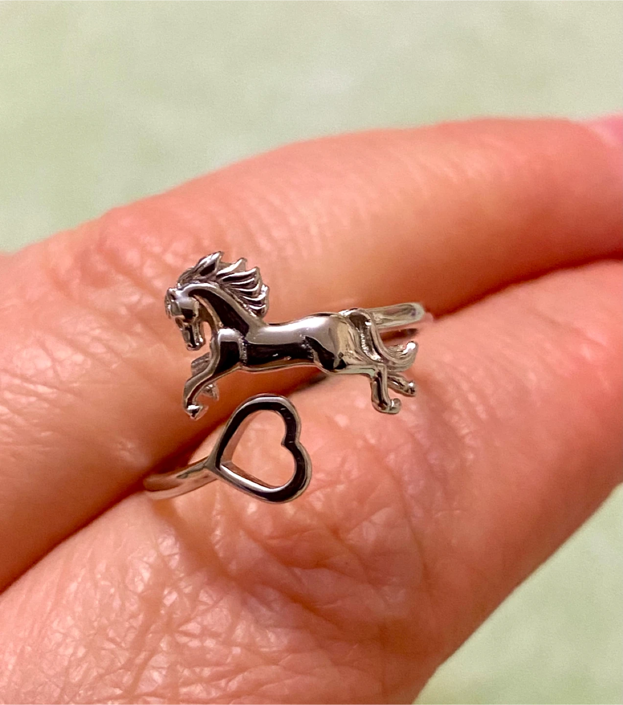 Sterling Silver Horse and Heart Ring - photo 2