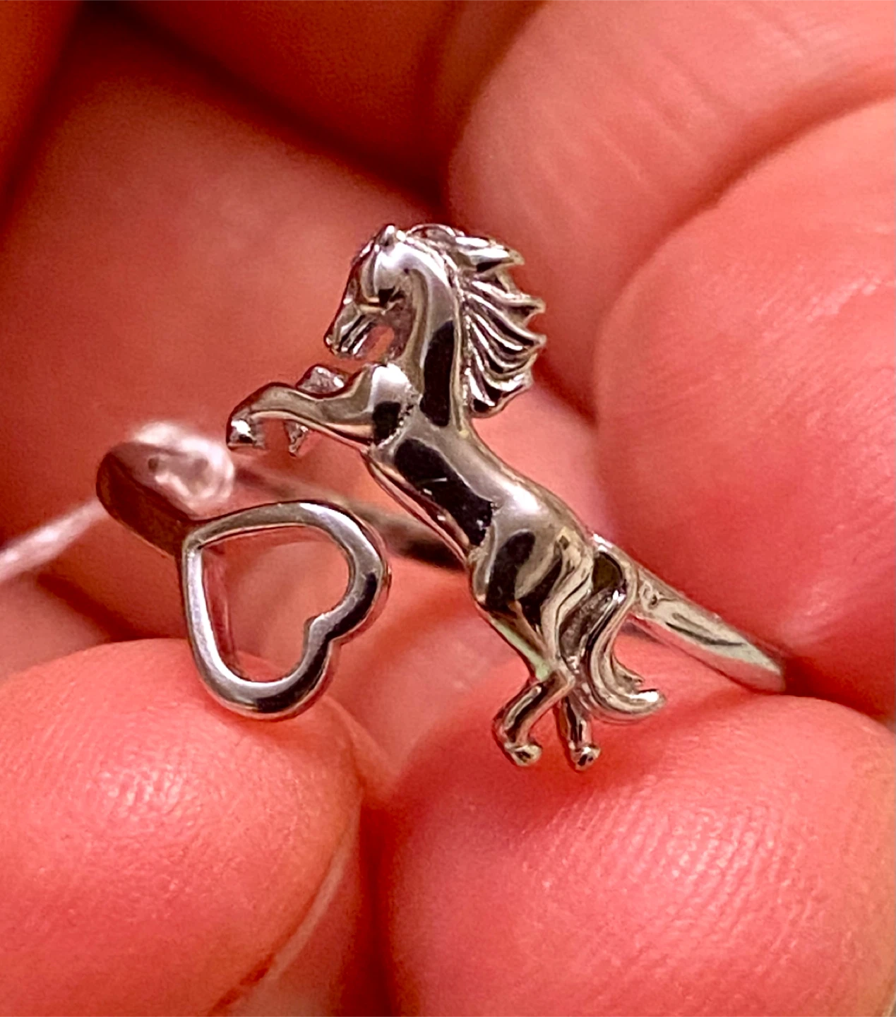 Sterling Silver Horse and Heart Ring - photo 4