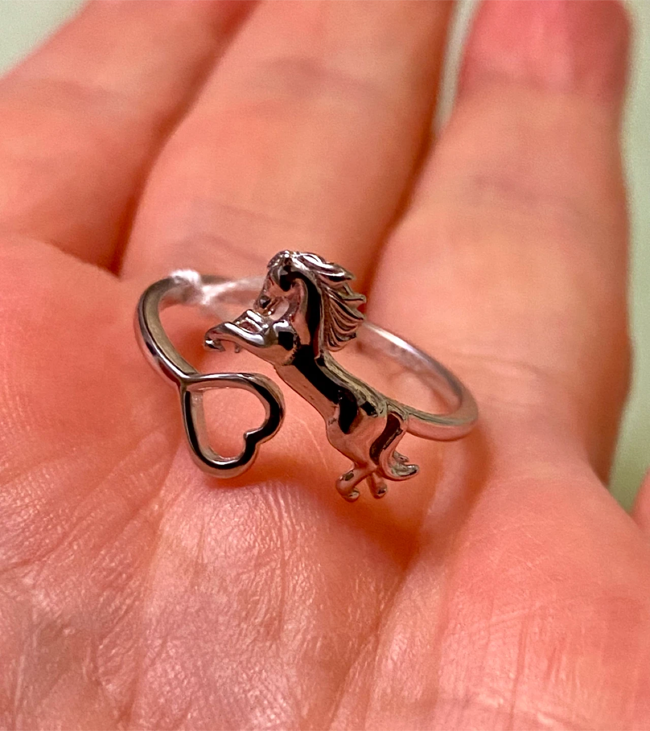Sterling Silver Horse and Heart Ring