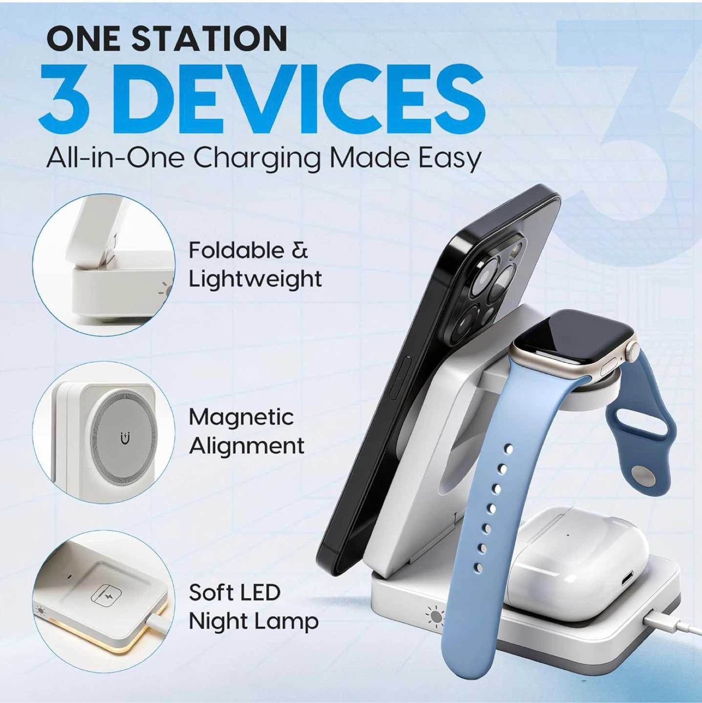 NEXCORD 3-in-1 Foldable Magnetic Wireless Charger - photo 3