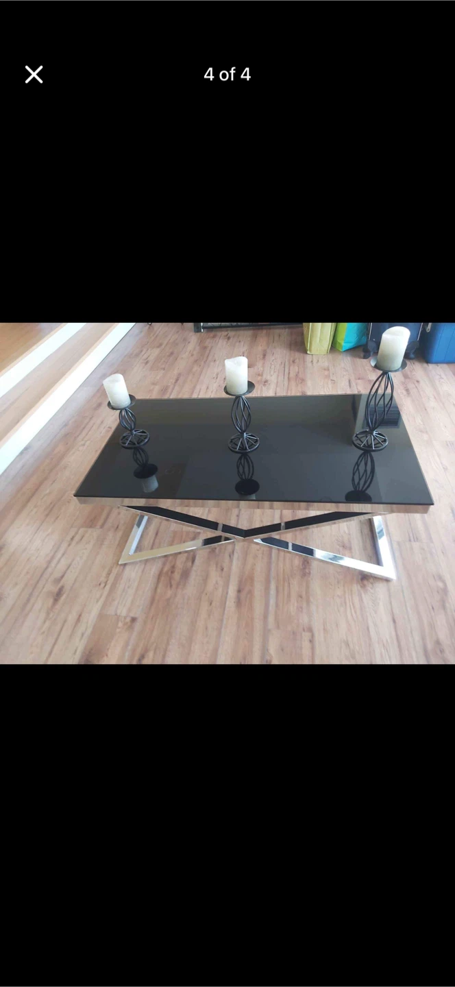 Modern Coffee Table with Glass Top and Chrome Base - photo 3
