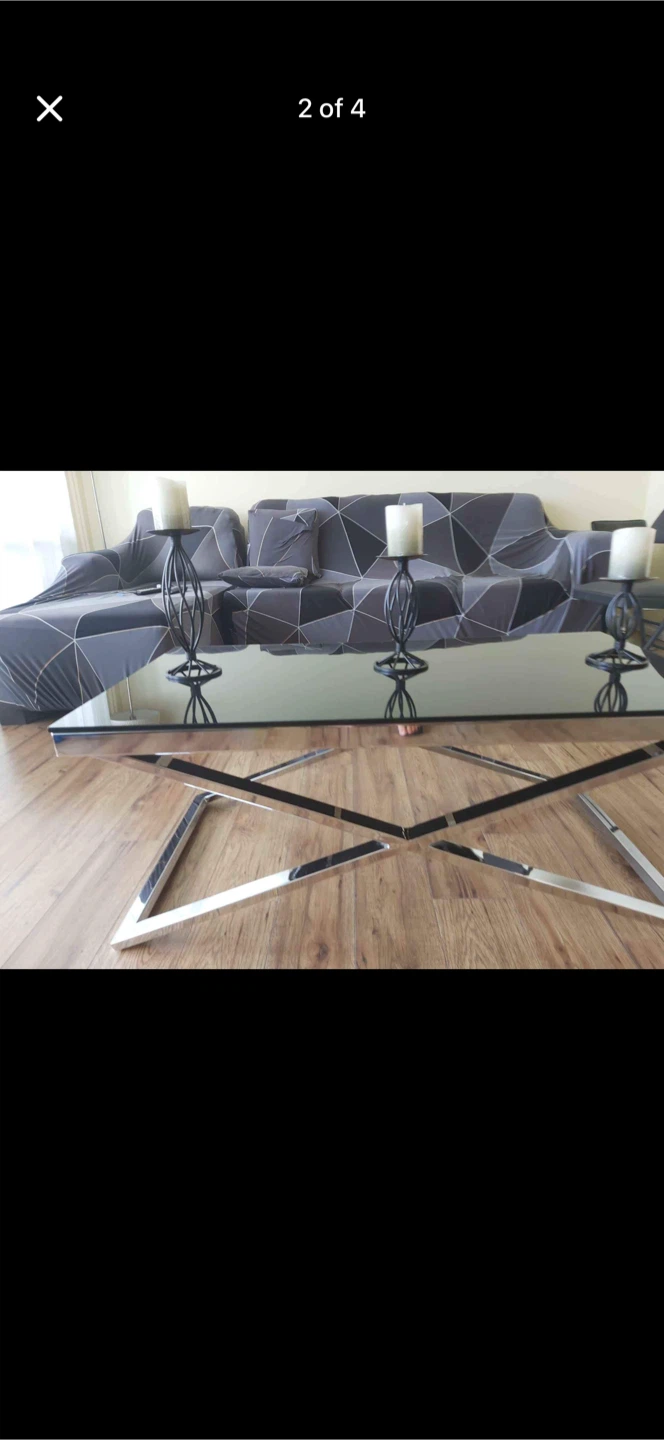 Modern Coffee Table with Glass Top and Chrome Base