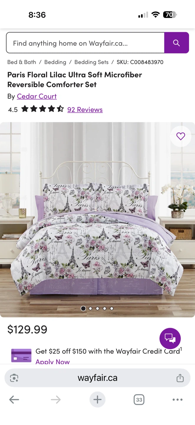 Cedar Court Paris Soft Microfiber Comforter Set
