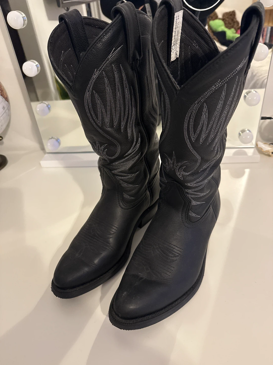 Canada West Boots Black Leather Cowboy Boots