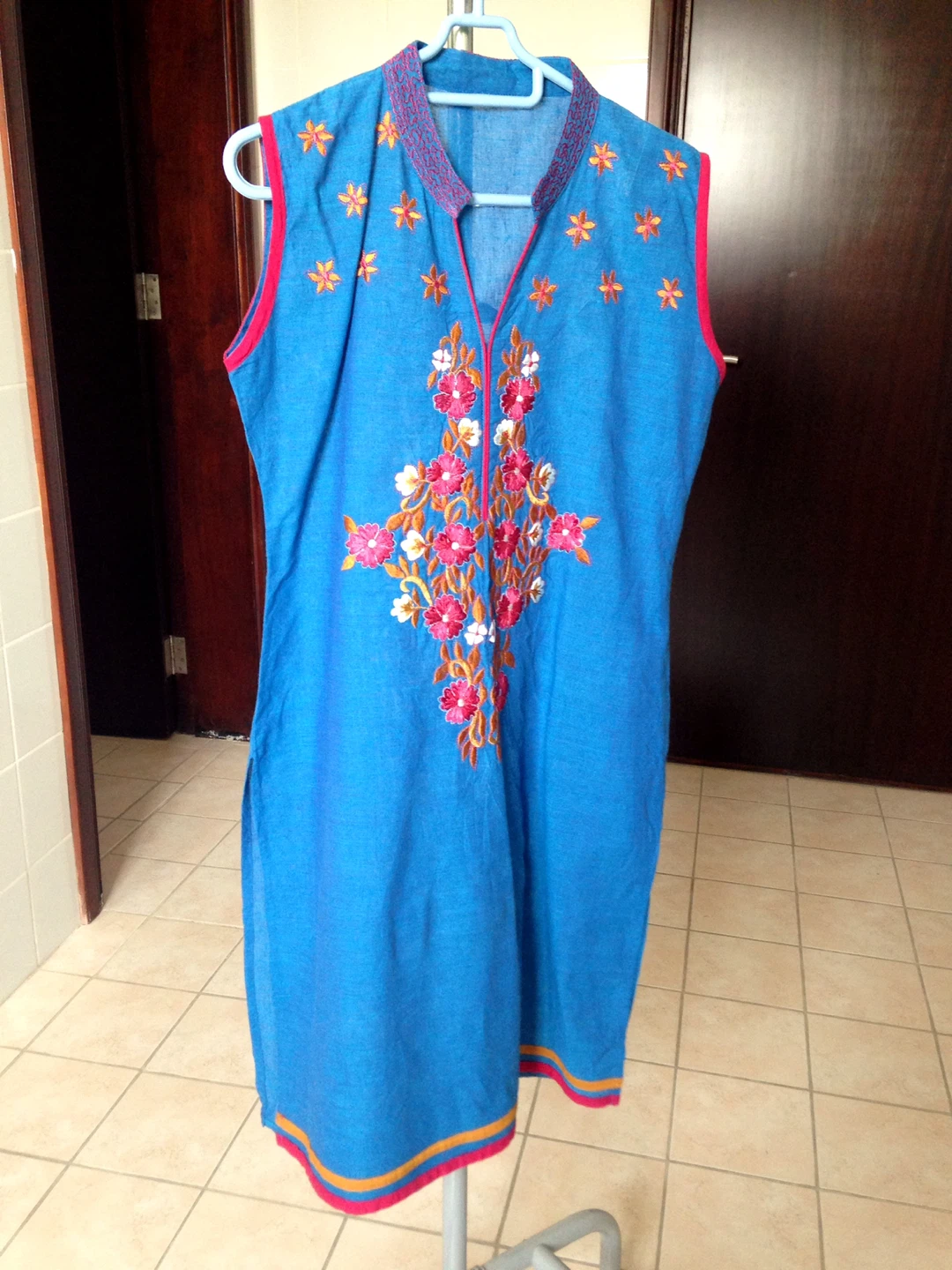 Blue Embroidered Kurti Top
