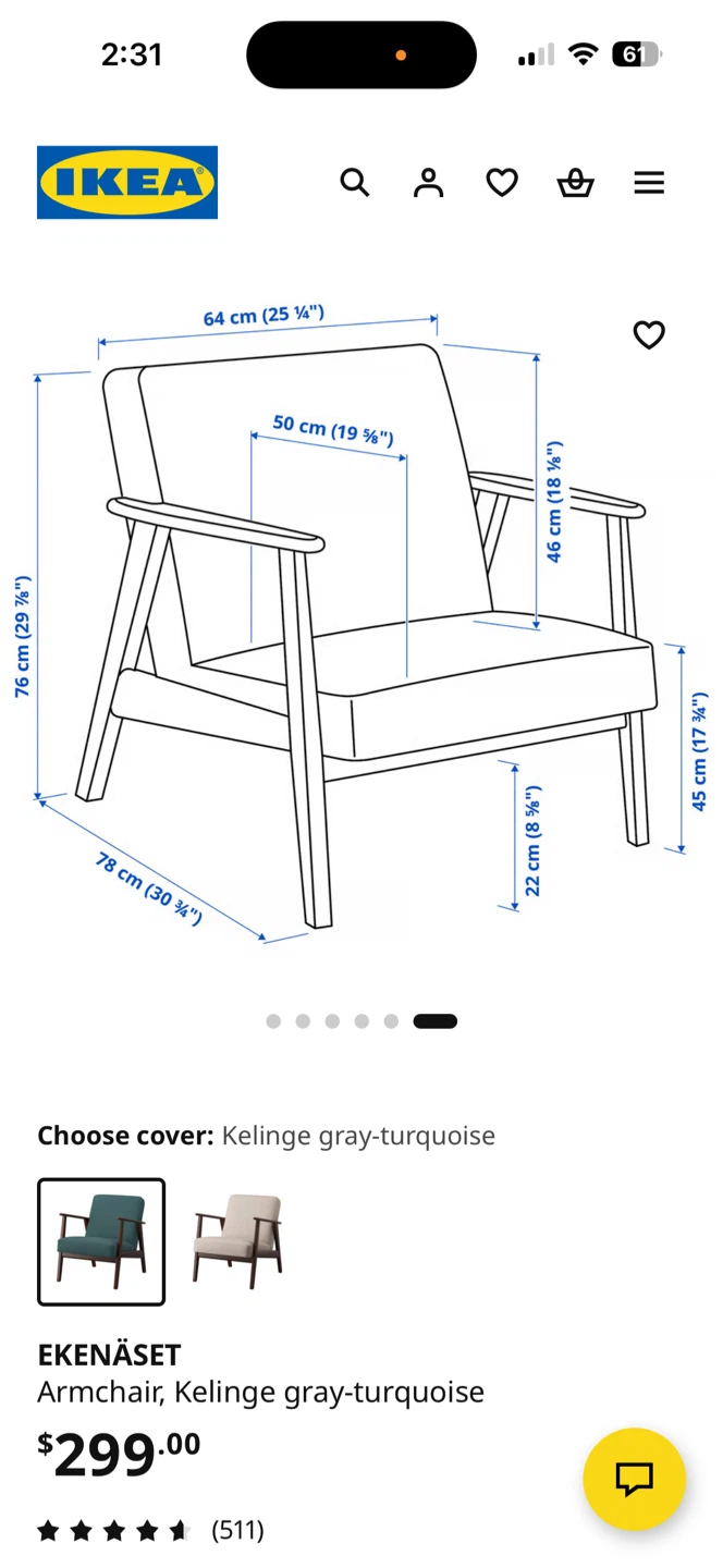 IKEA EKENSÄT Armchair - Green - photo 2