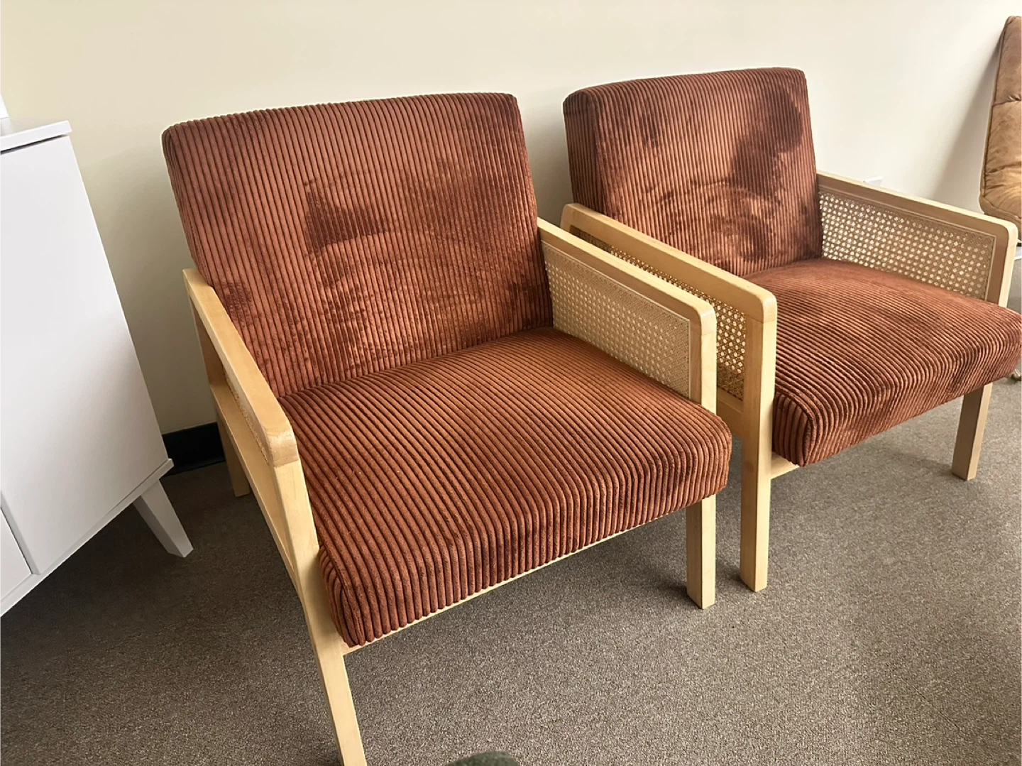 Beckett Armchair - Corduroy and Rattan Accents - photo 2