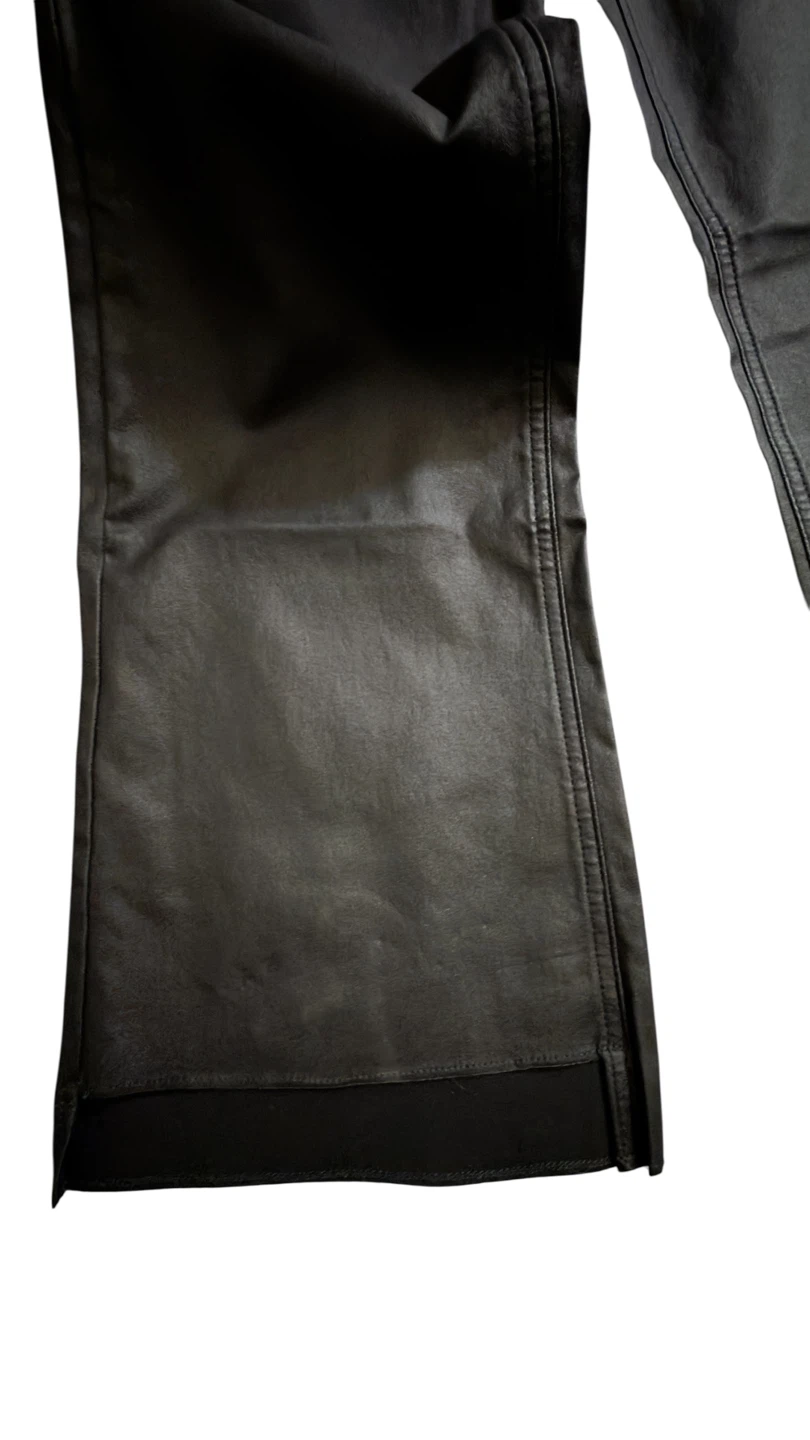 Black Faux Leather Flare Pants - photo 4