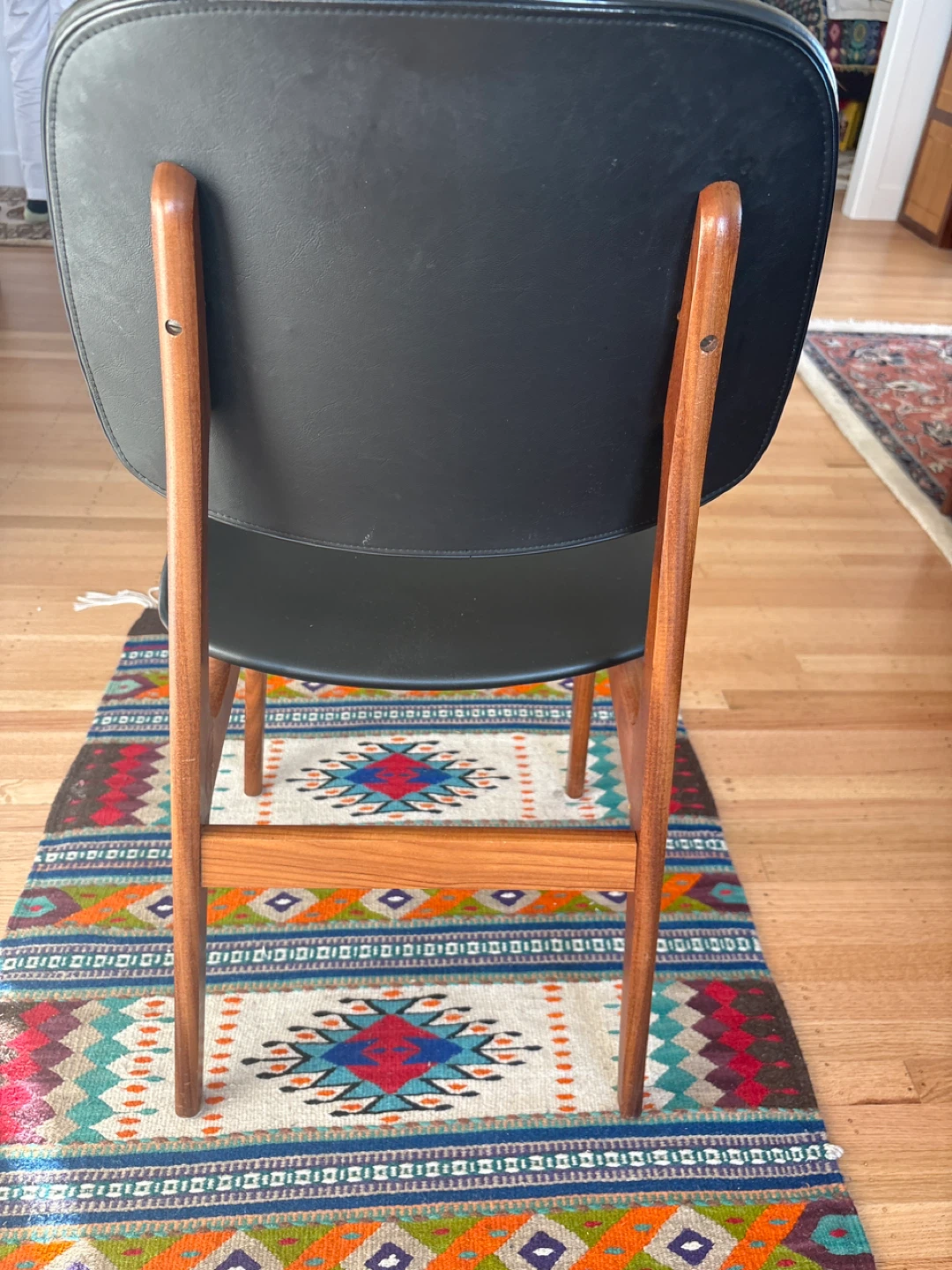 Wooden mid century Dining Chair with Black Upholstery - photo 2